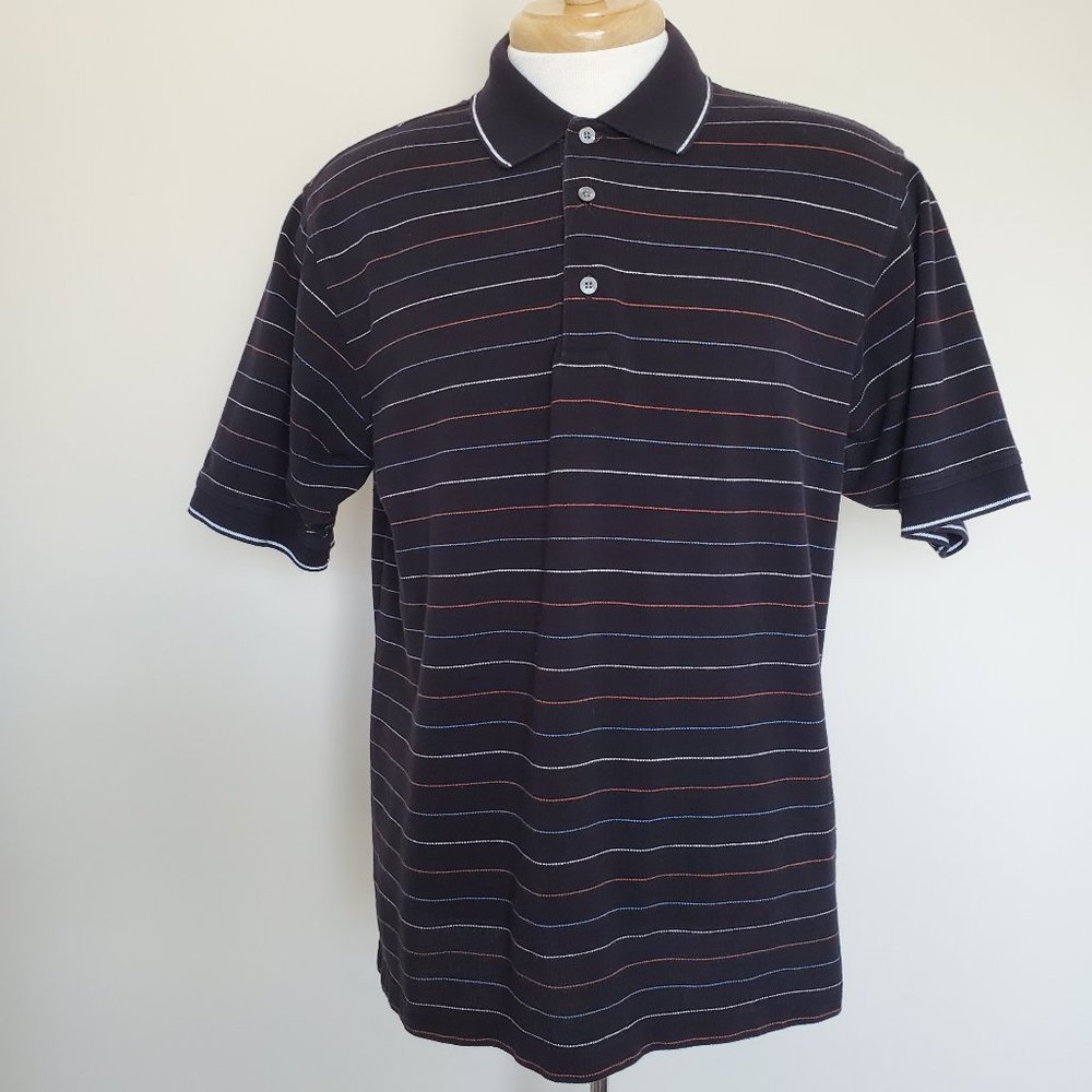 Ping Men's Polo Golf Shirt Black Striped Sz Large